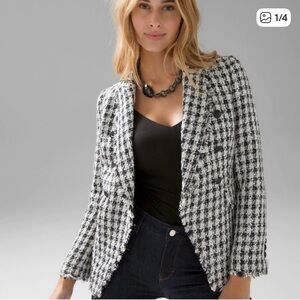 WHBM WHITE HOUSE BLACK MARKET STUDIO
BLAZER JACKET White with Black Size 8